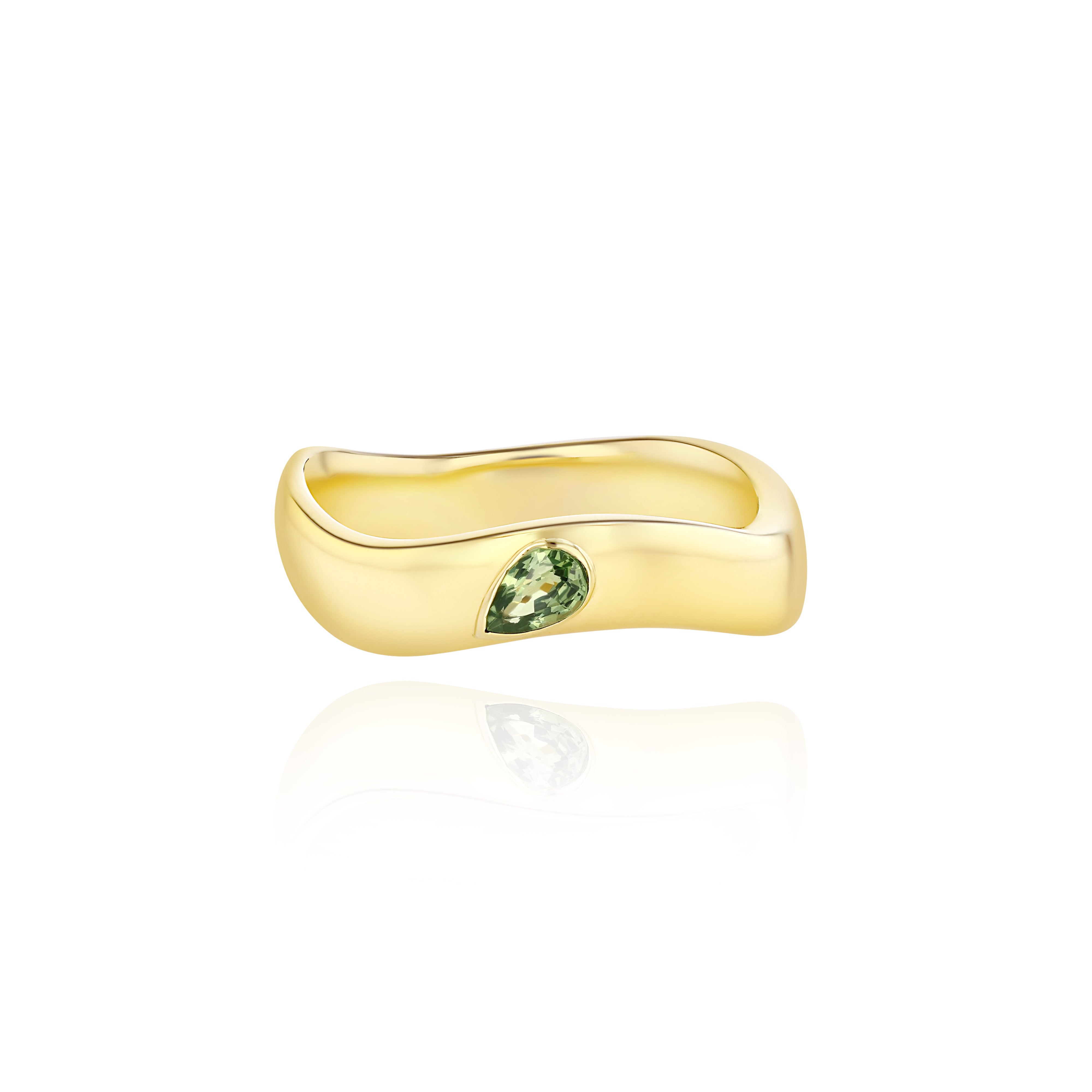 Yellow Gold Vermeil Gemstone Curve Ring