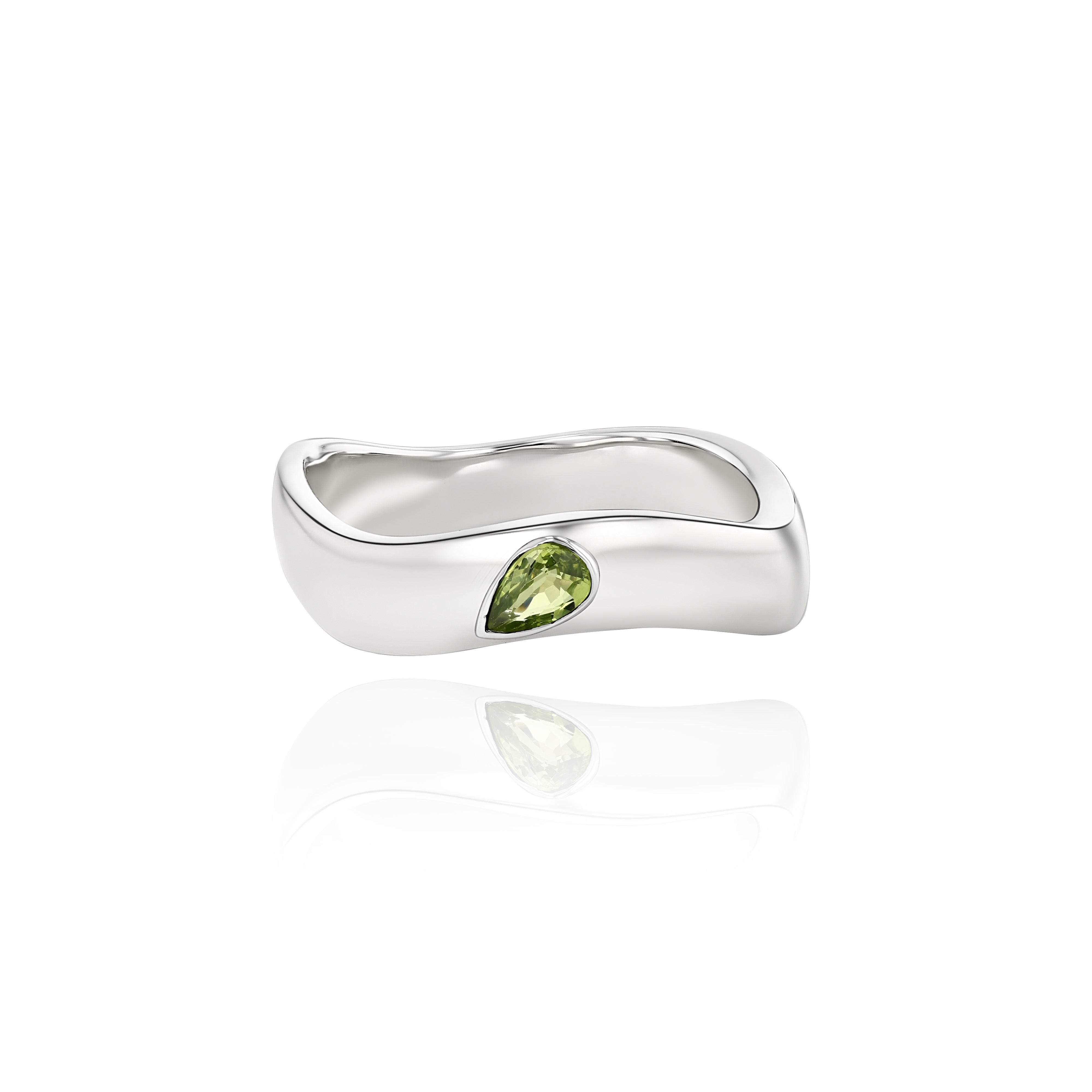 Silver Gemstone Curve Ring