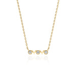 Yellow Gold Necklace with hexagons and V shapes, and Diamonds, Small