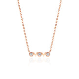 Rose Gold Necklace with octagons and V shapes, and Diamonds, Small