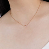 Rose Gold Necklace with octagons and V shapes, and Diamonds, Small - Model shot