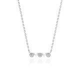 White Gold Necklace with octagons and V shapes, and Diamonds, Small