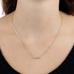 White Gold Necklace with octagons and V shapes, and Diamonds, Small - Model shot