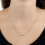 White Gold Necklace with octagons and V shapes, and Diamonds, Small - Model shot