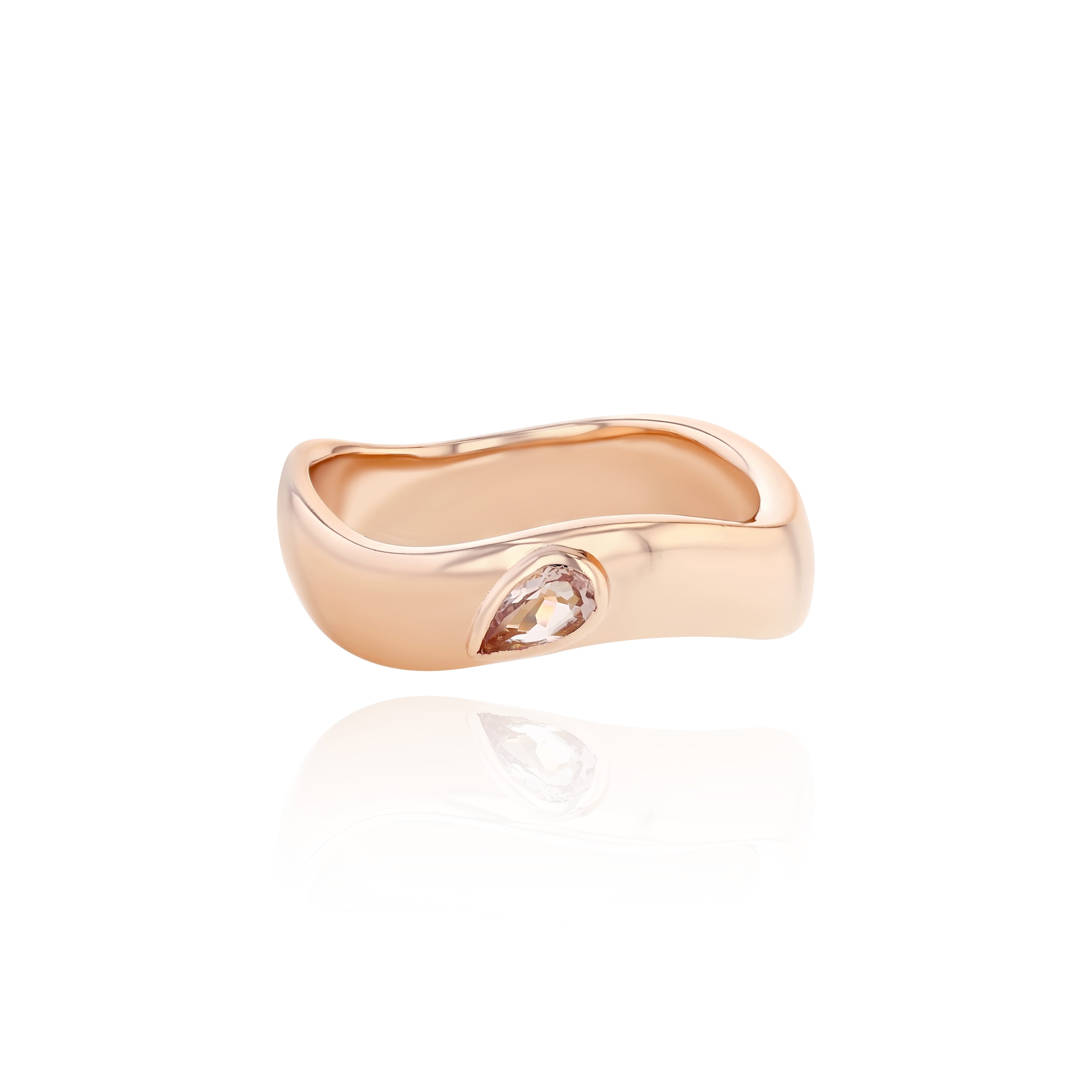 Rose Gold Vermeil Gemstone Curve Ring