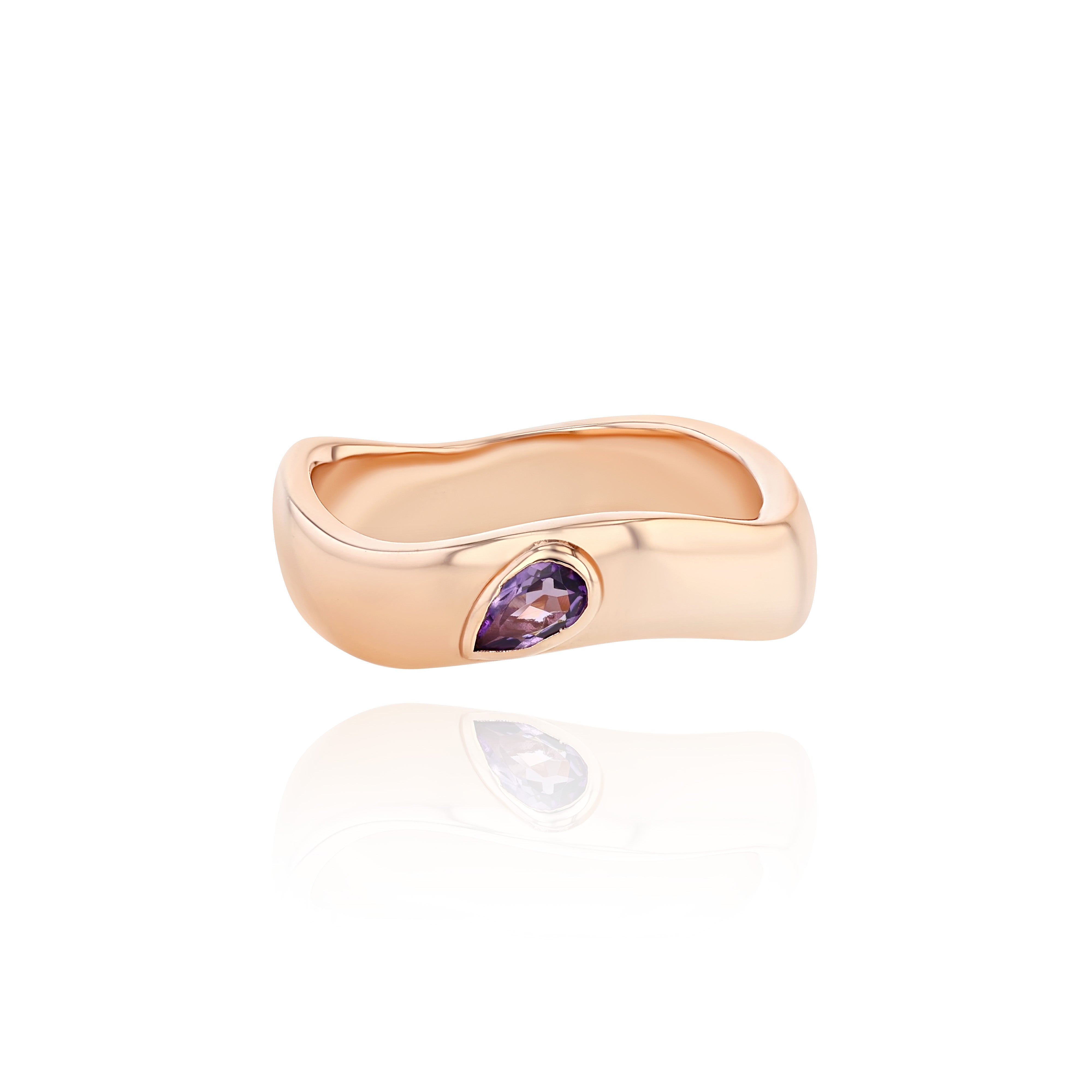 Rose Gold Vermeil Gemstone Curve Ring