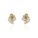 White Gold Earrings with Yellow Sapphires and Morganite, and Diamonds, Small