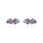 White Gold Earrings with Purple and Blue Sapphires, and Diamonds, Small