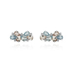 White Gold Earrings with Morganite, Topaz, and Diamonds, Small