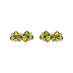 Yellow Gold Earrings with Yellow Sapphires, Peridot, and Diamonds, Small