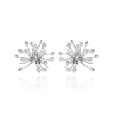 White Gold Earrings, resembling a dandelion flower, with small round Diamonds, Large
