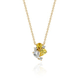 Yellow Gold Necklace with Yellow and White Sapphires, and Diamonds, Small
