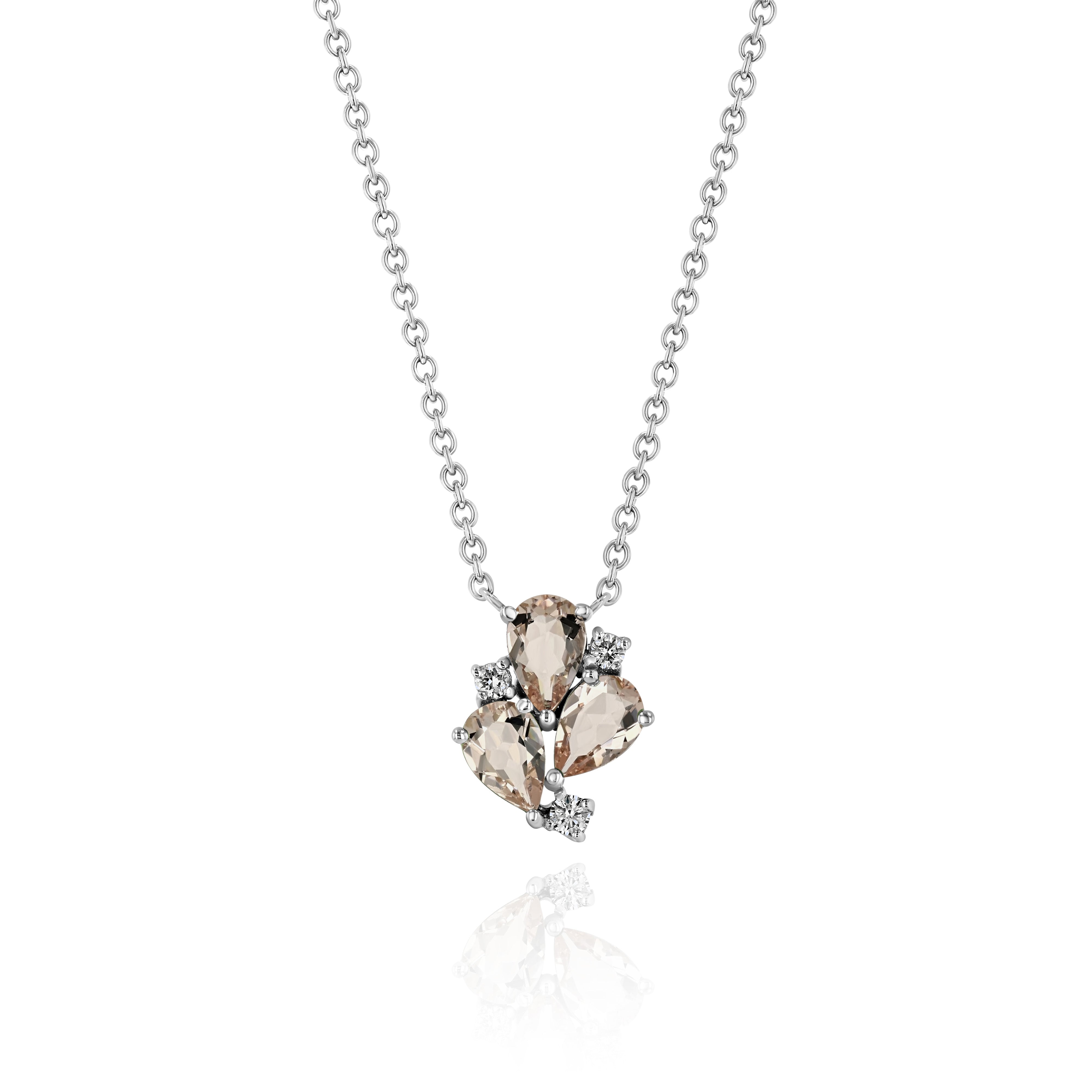 White Gold Necklace with Morganite and Diamonds, Small