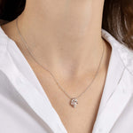 White Gold Necklace with Morganite and Diamonds, Small - Model shot