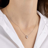 White Gold Necklace with Morganite and Diamonds, Small - Model shot
