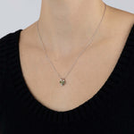 White Gold Necklace with Morganite, Green Sapphire, and Diamonds, Small - Model shot