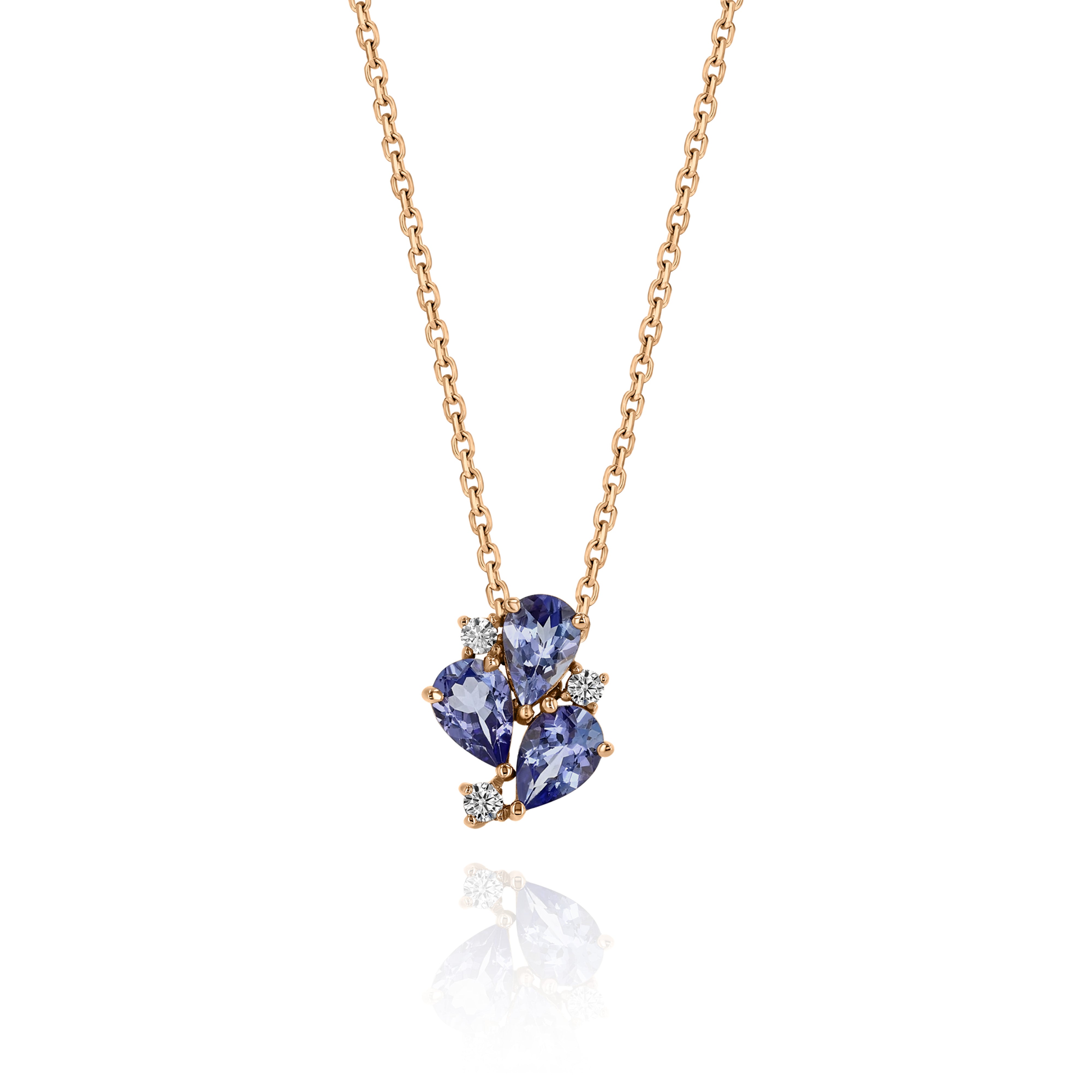 Rose Gold Necklace with Tanzanite and Diamonds, Small