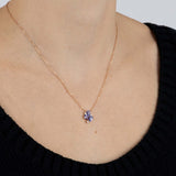Rose Gold Necklace with Tanzanite and Diamonds, Small - Model shot
