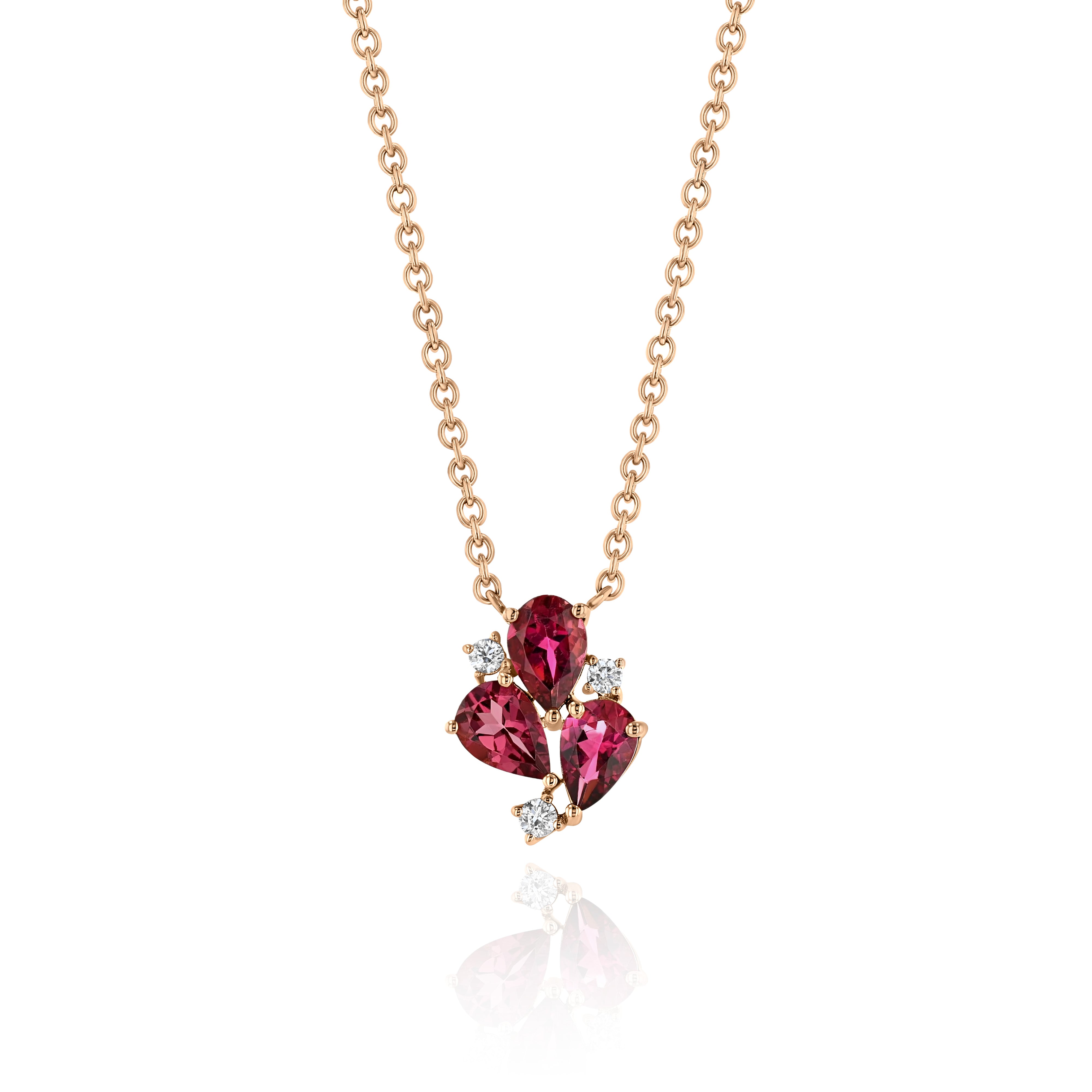 Rose Gold Necklace with Rubellite and Diamonds, Small
