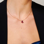 Rose Gold Necklace with Rubellite and Diamonds, Small - Model shot