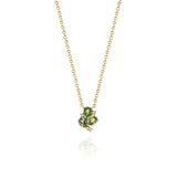 Yellow Gold Necklace with Green Sapphires and Diamonds, Small