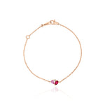 Rose Gold Bracelet with pear shaped Pink Sapphire and Rubellite, and a round Diamond, Small