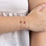 Rose Gold Bracelet with Pink Sapphire, Rubellite, and a Diamond, Small - Model shot