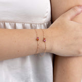Rose Gold Bracelet with Pink Sapphire, Rubellite, and a Diamond, Small - Model shot