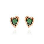 Rose Gold heart shaped Earrings a pear shaped Tsavorite, Small