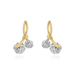 Earrings with Yellow Gold ribbon shape and White Gold macrame knots, Medium