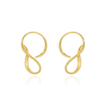 Yellow Gold Earrings in an extended S shape, Large