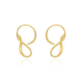 Yellow Gold Earrings in an extended S shape, Large