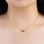 Yellow Gold Necklace with five alternating Yellow and Rose Gold discs, Small - Model shot