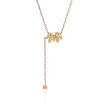Rose Gold Necklace with alternating Yellow and Rose Gold discs and hanging chain, Small